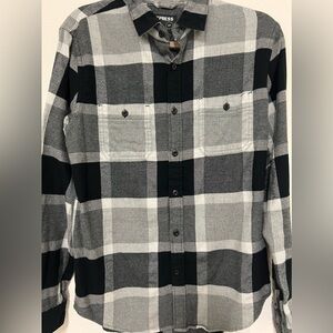 Black and Grey Lightweight Flannel Button Down - Men’s Small